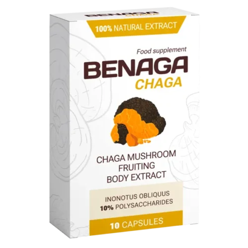 Benaga Chaga Supliment alimentar biologic activ (capsule) pentru sănătatea articulațiilor, a sistemului cardiovascular, pentru potență, în caz de diabet și prostatită