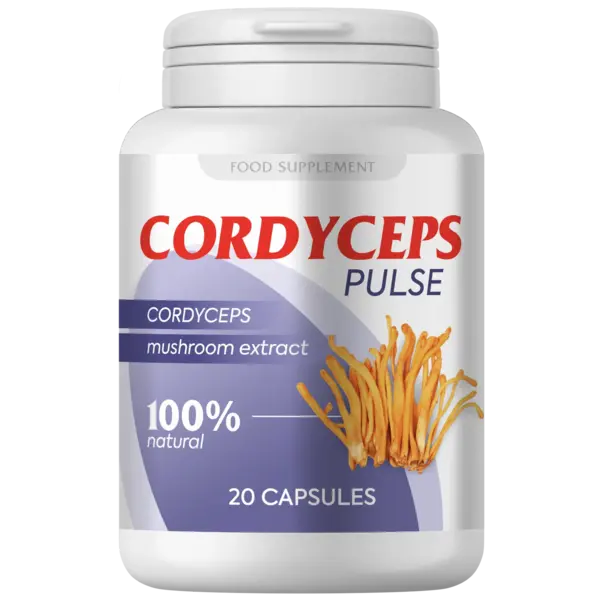 Cordyceps pulse Supliment alimentar biologic activ (capsule) pentru sănătatea articulațiilor, a sistemului cardiovascular, pentru potență, în caz de diabet și prostatită
